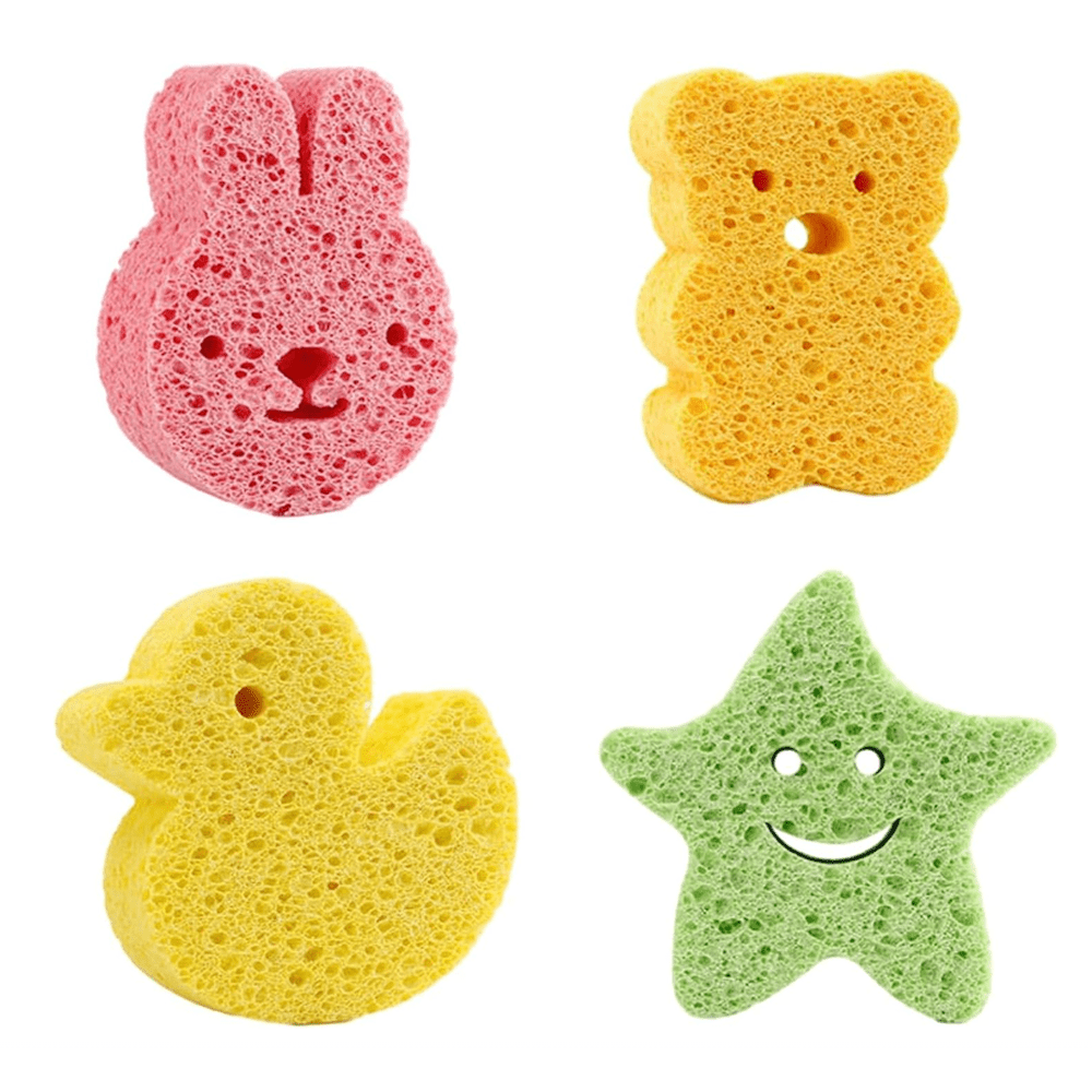 4-Pack Cute Cartoon Bath Balls - Gentle Exfoliating Shower Scrub for Face and Body