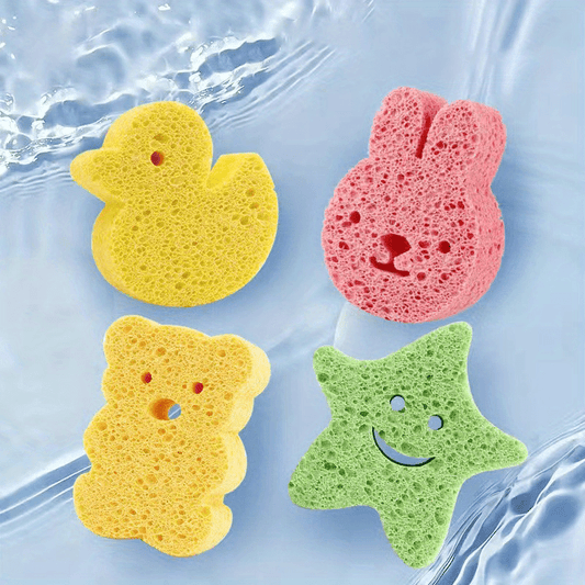 4-Pack Cute Cartoon Bath Balls - Gentle Exfoliating Shower Scrub for Face and Body