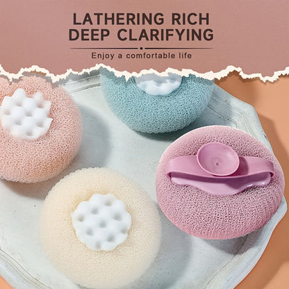 Super Soft Sunflower Suction Cup Bath Ball, 2024 New 2-in-1 Sunflower Bath Ball, Exfoliating Bath Sponge Cleaning Brush With Suction Cup Shower Sponges For Women Men