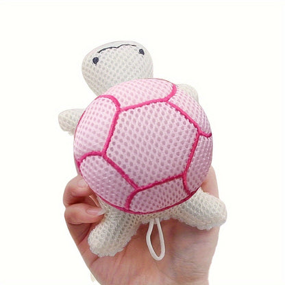 1 Pack Double-Sided Turtle Bath Ball Cute Shower Ball Light Beige Cleaning Body Exfoliating Bath Ball Reusable Bathing Tool Bathroom Accessories